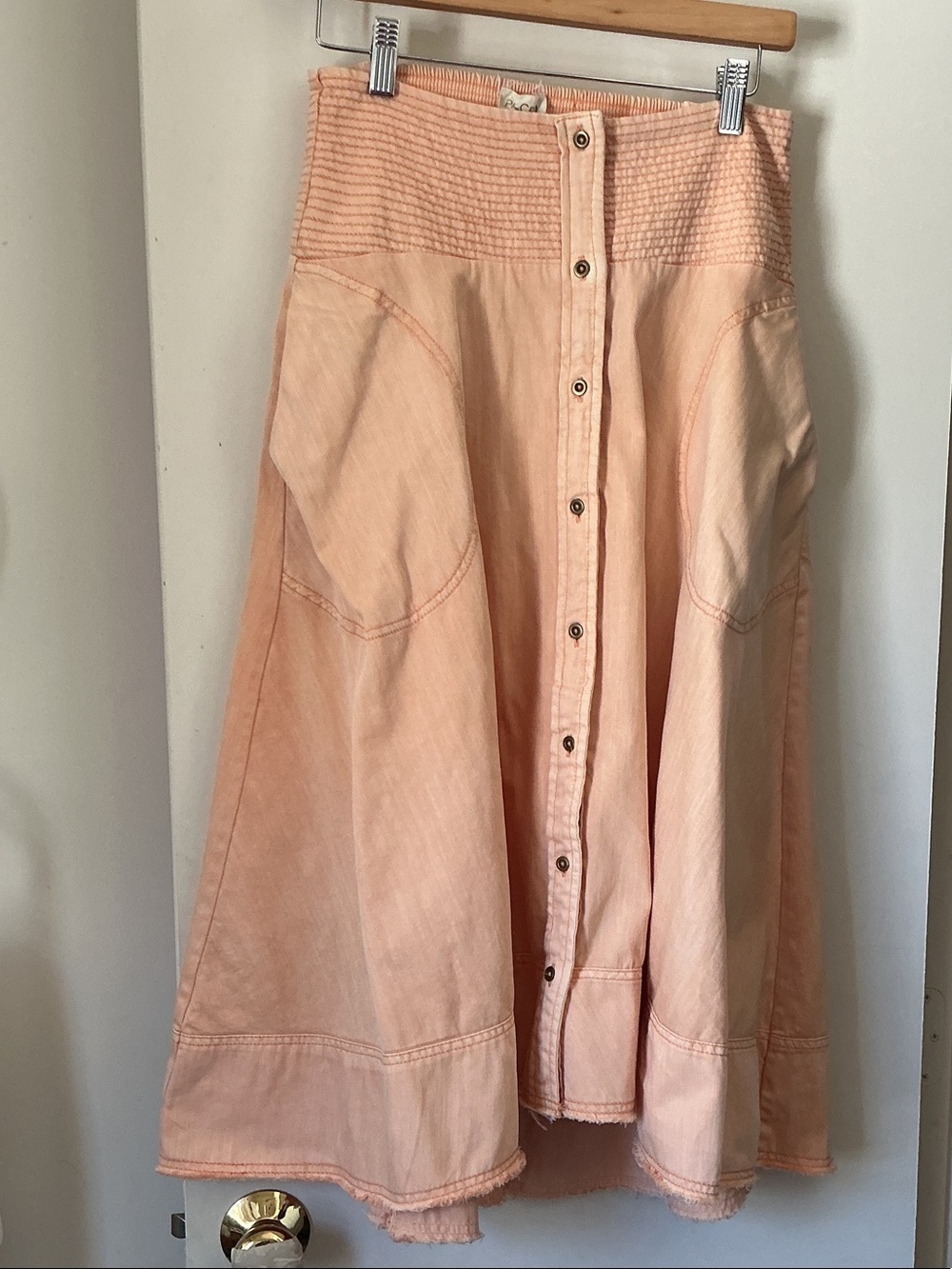 PILCRO FROM ANTHROPOLOGIE Women's Peach Button-Front A-Line Skirt